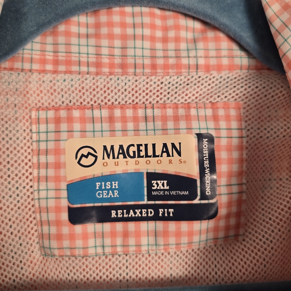 Magellan FISHGEAR NWOT LOT OF 2 S-Sleeve Plaid and Solid Peach Shirts. MENS 3XL - Picture 11 of 16